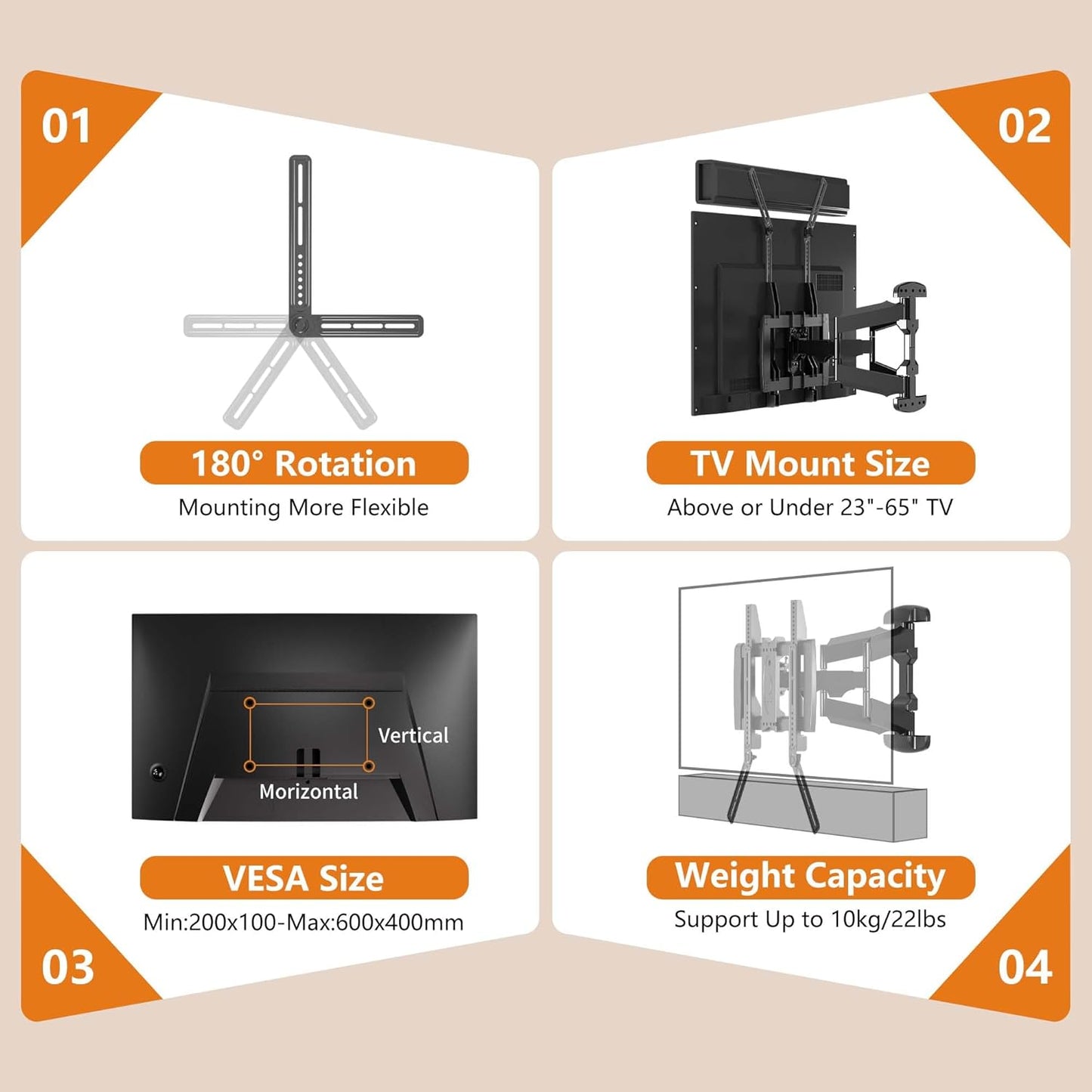 XINLEI Universal Sound Bar Mount - Fits 23 to 65 Inch TVs | Securely Holds Up to 22 lbs