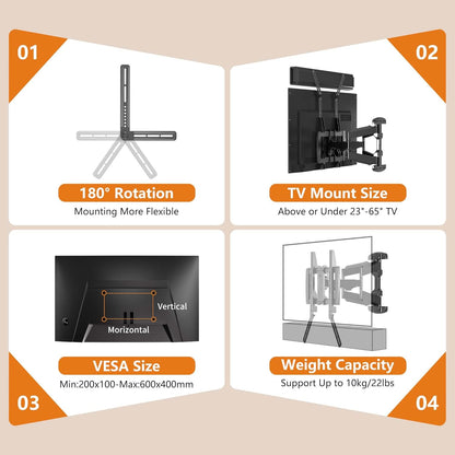 XINLEI Universal Sound Bar Mount - Fits 23 to 65 Inch TVs | Securely Holds Up to 22 lbs