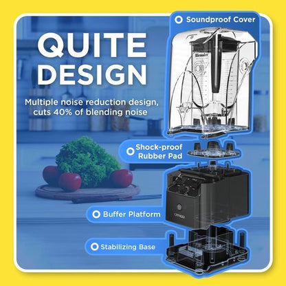 CRANDDI Commercial Blender - 2200 Watt Quiet Countertop Blender with 80oz Pitcher | Smoothie Maker in K90 Grey