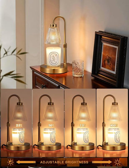 Innqoo Big Gold Candle Warmer Lamp - Dimmable & Adjustable Timer for Jar Candles | Perfect Home Decor Gift