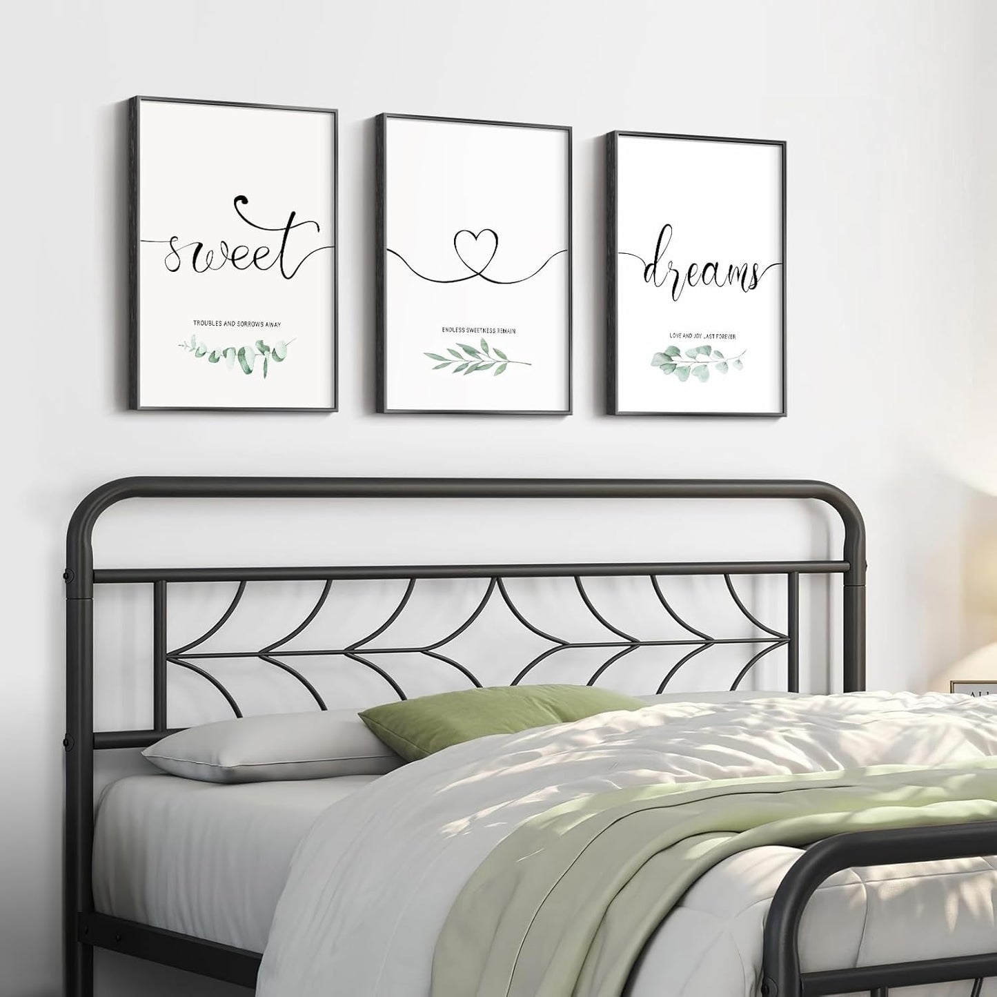 Sweet Dreams Wall Art by Framed | Modern Minimalist Canvas Prints for Bedroom Decor | 12x16 Inch