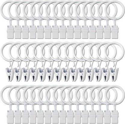 44 Pack Metal Curtain Rings by [Brand Name] - Durable Drapery Clips with 1 Inch Inner Diameter | Fits 5/8 Inch Rods, White