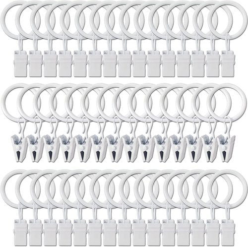 44 Pack Metal Curtain Rings by [Brand Name] - Durable Drapery Clips with 1 Inch Inner Diameter | Fits 5/8 Inch Rods, White