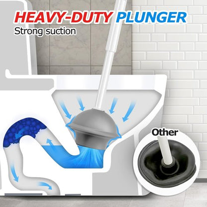 FORASTO 3 in 1 Toilet Brush and Plunger Set,Toilet Bowl Brush Plunger Set,Toilet Brush Plunger Combo,Cleaning Brush,Cleaning Supplies, Crevice Cleaning Brush, Bathroom Cleaning Tools, Pearl White