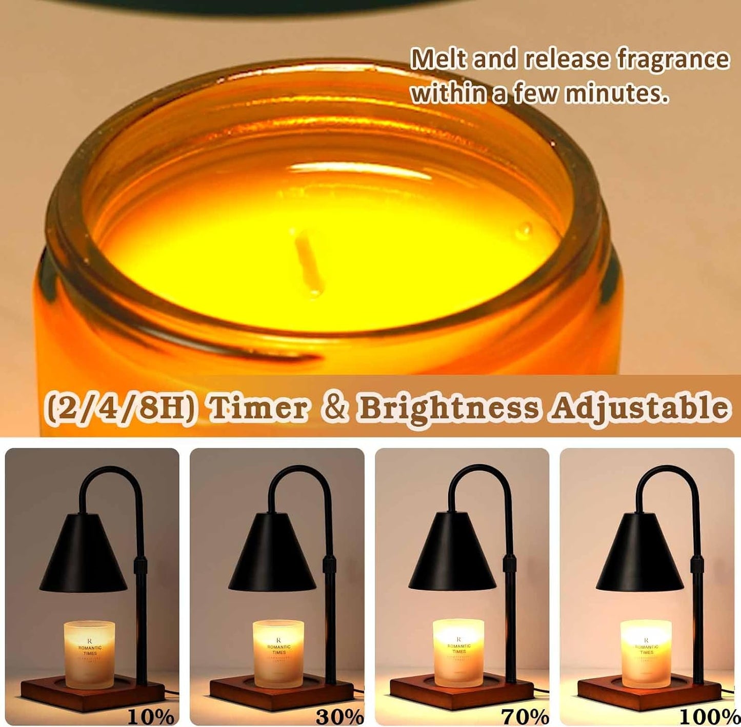 Skiennix Candle Warmer Lamp - Dimmable & Timer Feature | Adjustable Black Design for Cozy Home Decor