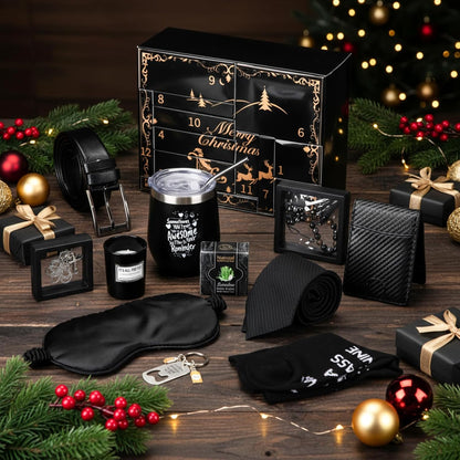 Patelai 12 Days Men's Advent Calendar - Black & Gold Grooming Essentials | Perfect Gift for Him