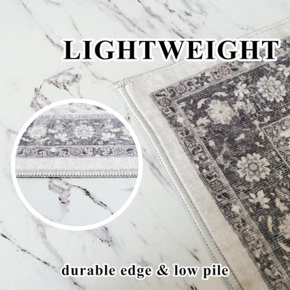 Hallway Washable Runner Rug - Vintage Soft Non-Slip Indoor Carpet for Entryway | 2'6''x12', Grey