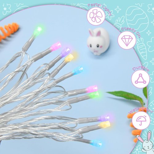 Cshare Easter String Lights - Battery Operated 30 LED Fairy Lights | 9.8ft Pastel Decor with Timer for Indoor & Outdoor Parties