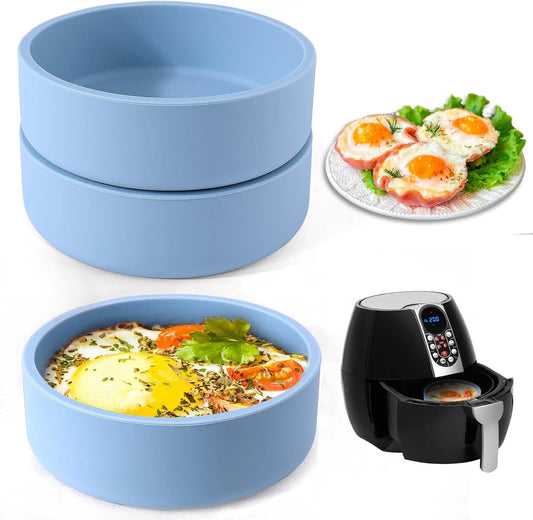 XANGNIER Silicone Egg Bites Pan - 3 Pcs Reusable Nonstick Air Fryer Accessories, BPA Free, Blue