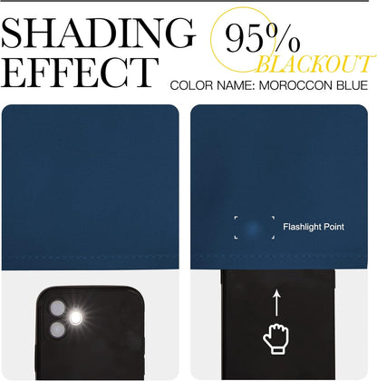 NICETOWN Moroccan Blue Blackout Curtains - 90" Long, Sound Reducing & Heat Blocking | 55" Wide, 2 Panels