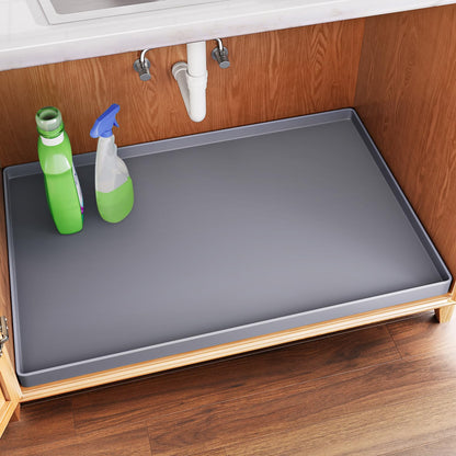 FLATO Waterproof Under Sink Mat - 22" x 19" Under Sink Liner for Kitchen & Bathroom, Under Sink Kitchen Organizers and Storage, Shelf and Cabinet Protector, Flexible Silicone Sink Drip Tray