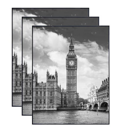 GOmaize Front Loading Black Picture Frame 11x14 Set of 3 Wall and Table Mounting