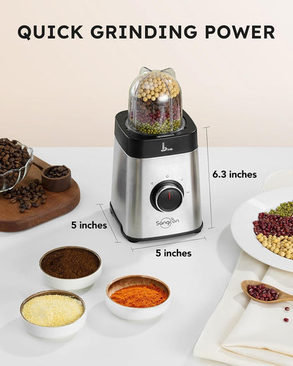 Sangcon 5-in-1 Blender and Food Processor Combo - Perfect for Shakes, Smoothies & Chopping | 40 oz Jar & 17 oz Cup