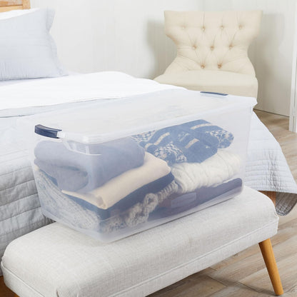 Rubbermaid Cleverstore 95 Qt Clear Storage Bins - Stackable, BPA-Free, 4-Pack | Made in USA