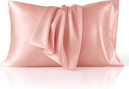 Bedsure King Size Satin Pillowcase Set of 2 - Peach Pink Silky Cases for Hair & Skin, 20x36 Inches