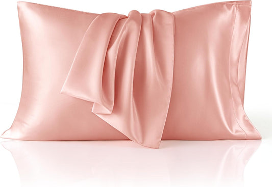 Bedsure King Size Satin Pillowcase Set of 2 - Peach Pink Silky Cases for Hair & Skin, 20x36 Inches