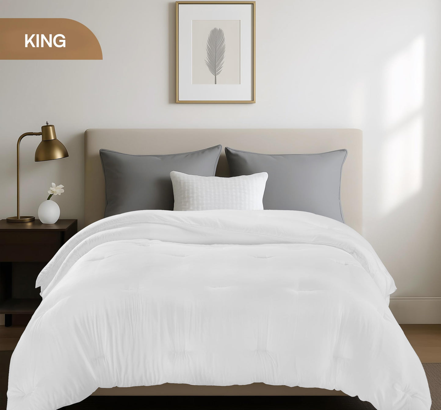 Utopia Bedding Comforters King Size, All Season Duvet Insert, Down Alternative King Comforter with Corner Tabs, Machine Washable Bed Comforter 90 x 102 Inches (White)