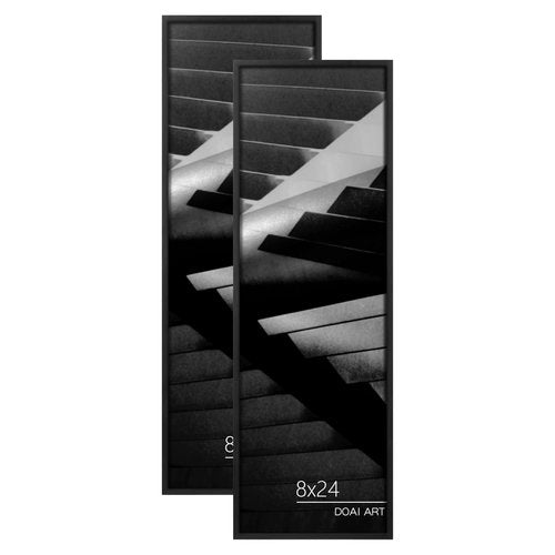 DOAI ART 8x24 Picture Frame Black 2 Pack, Poster Frames 8 x 24 inches or 8x24 Frame with HD Plexiglass for Horizontal or Vertical Wall Mounting, Durable Scratch-proof Safe and Artistic