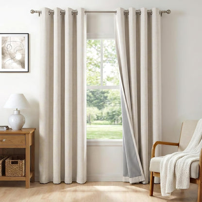 Skiennix 100% Blackout Sliding Door Curtains - Extra Wide Grommet Drapes 50”W x 63”L in Beige
