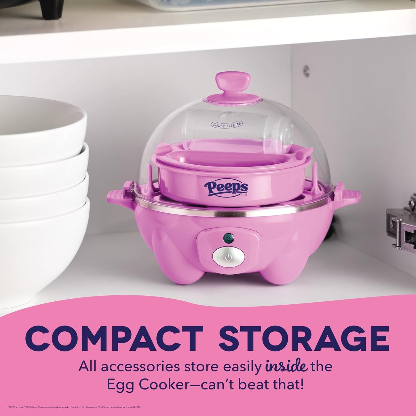 PEEPS & Dash Rapid Egg Cooker - Boil, Poach & Steam Up to 7 Eggs - Dishwasher Safe & BPA Free - Pink