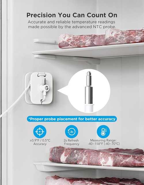 GoveeLife WiFi Refrigerator Thermometer - Wireless Digital Freezer Gauge with Alarm | 2-Pack for Home Kitchen