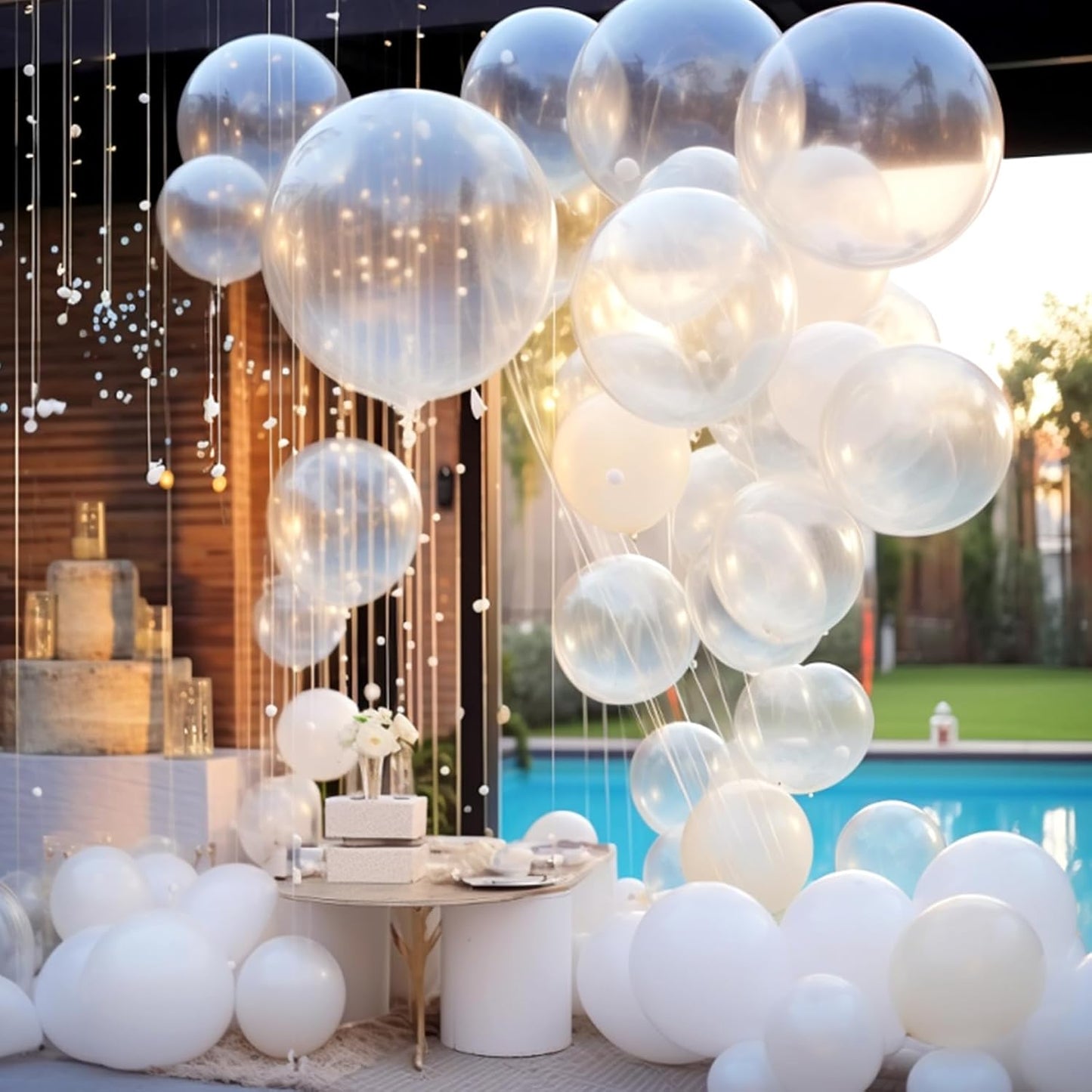 RUBFAC Clear Balloons - 129pcs in Various Sizes (5-18 Inches) for Birthday, Baby Shower & Wedding Decor