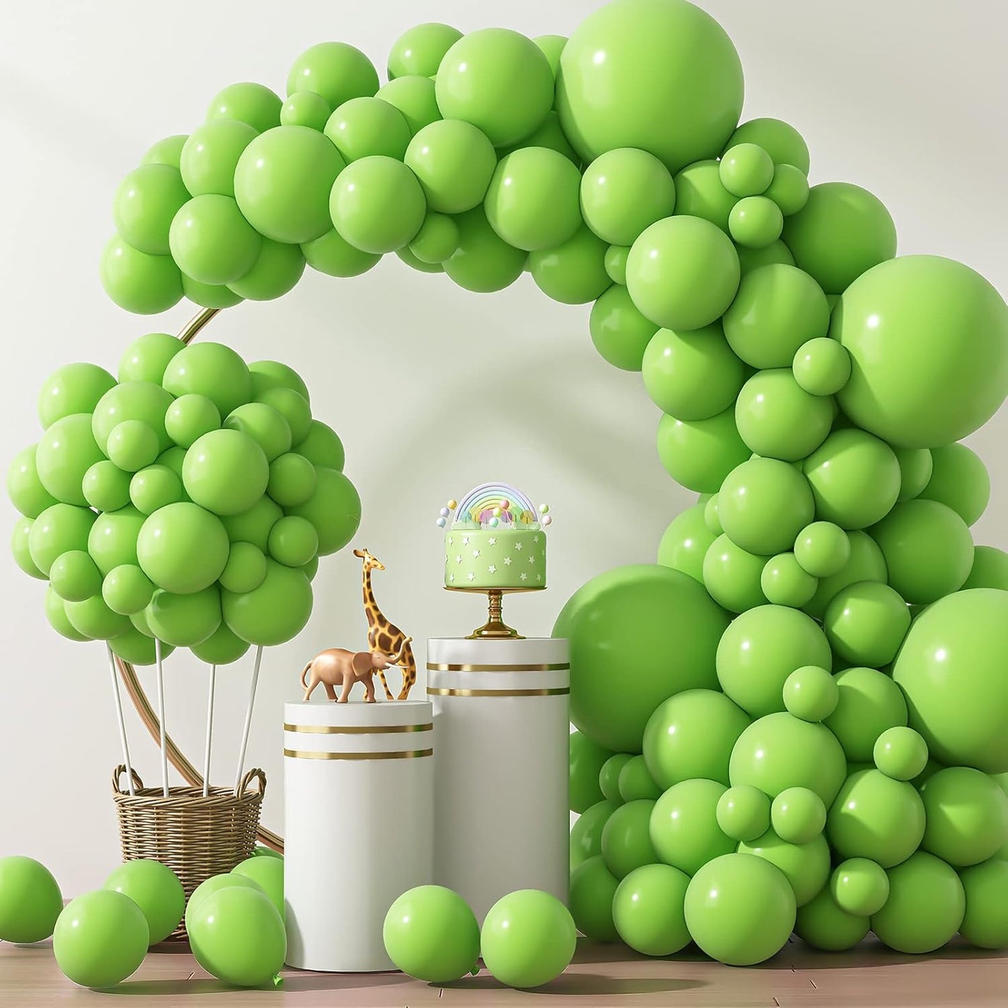 RUBFAC Lime Green Balloons - 129-Piece Neon Latex Balloon Garland Kit for Birthday & Baby Shower Decor