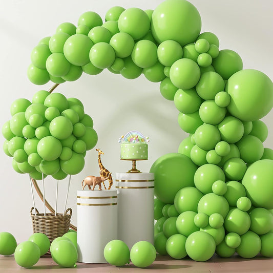 RUBFAC Lime Green Balloons - 129-Piece Neon Latex Balloon Garland Kit for Birthday & Baby Shower Decor