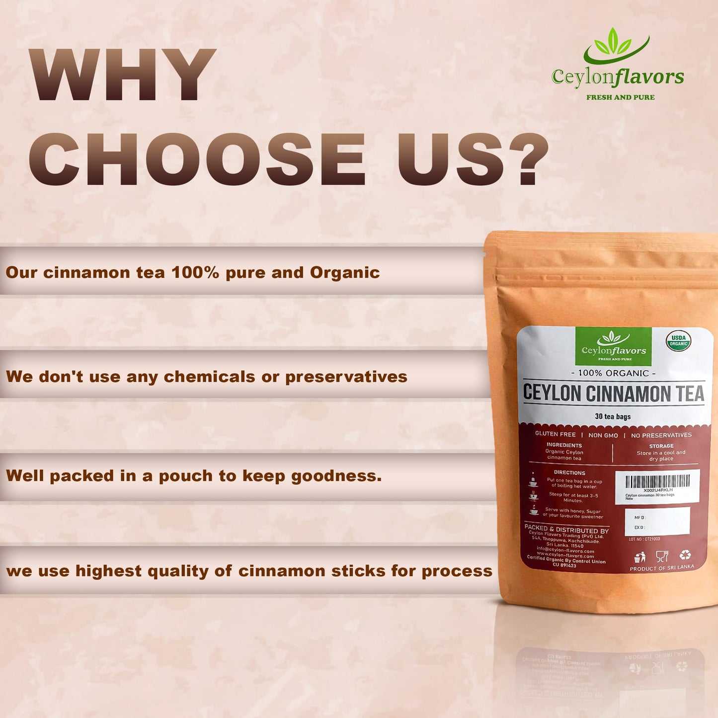 Organic Ceylon Cinnamon 30 Tea Bags