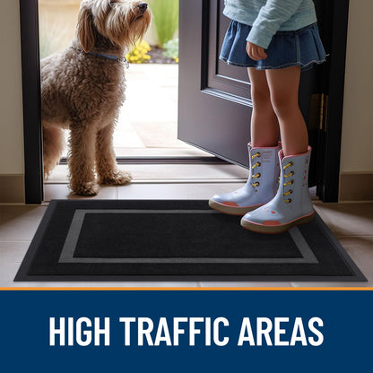 OLANLY Front Door Mat Indoor Outdoor Entrance, Waterproof All-Season, All-Weather Doormat, Sturdy Natural Rubber, Fade Resistant, Low Profile, Easy Clean Patio Porch Entryway Mat, 59x40, Black