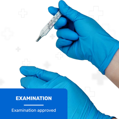 Well Before Vinyl Exam Gloves - Powder-Free, Latex-Free, Disposable Gloves for Medical, Food Prep, Cleaning and more - Medium Blue (Pack of 100)