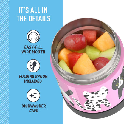 THERMOS FUNTAINER 10 Ounce Stainless Steel Vacuum Insulated Kids Food Jar with Spoon, Kittens