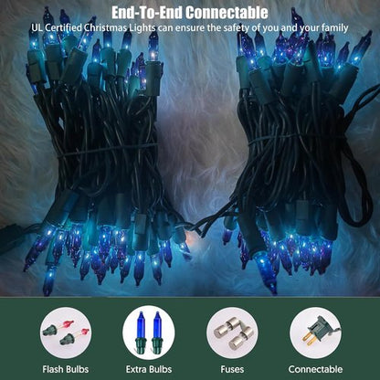 HISHINY Christmas Lights - 100 Count Blue String Lights for Indoor/Outdoor Decor | UL Certified, 21 Feet