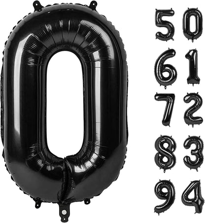 Black Number Balloon - 40 Inch 0 Number Balloons | Birthday Decorations for Men & Women