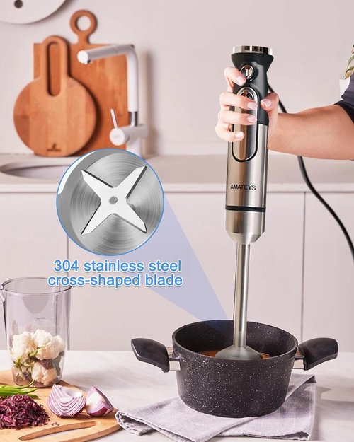 Handblender - Heavy-Duty Immersion Blender with Detachable Stainless Blade | 2-Speed Modes & Space-Saving Design