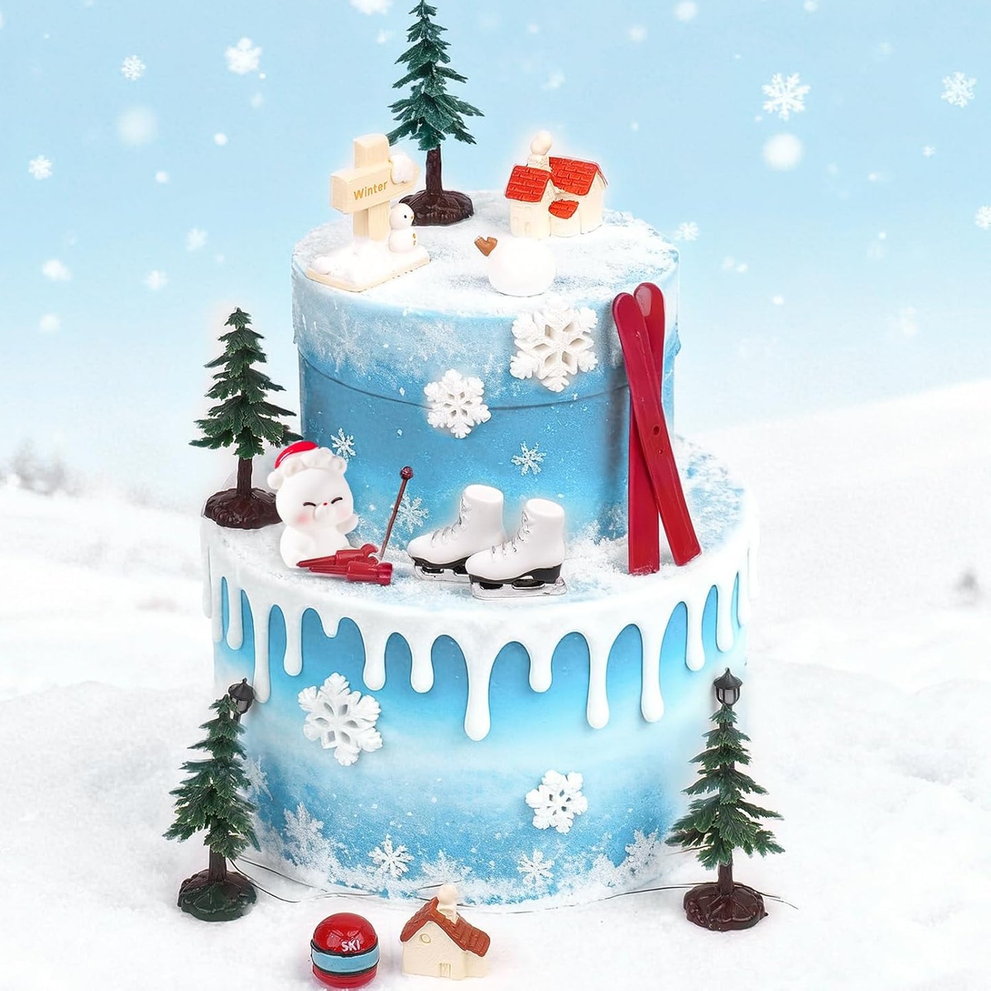 Skiennix 23PCS Ski-Themed Cake Decoration Set - Perfect Birthday Party Toppers & Supplies