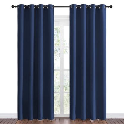 NICETOWN Navy Blackout Curtains 86" Long for Living Room, Thermal Insulated Window Treatment Light Reducing Room Darkening Drapes for Boys Kids Bedroom, Classroom, Apartment (55" W x 86” L, Set of 2)