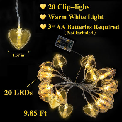 Skiennix 20 Photo String Lights - 9.85Ft Clear Clips for Indoor/Outdoor Decor | Perfect for Weddings & Parties