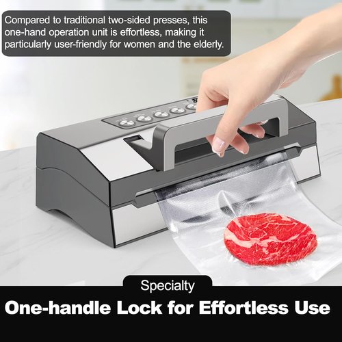 LIWUNON Commercial Food Vacuum Sealer - Upgraded Precision with Double Heat Seal & Built-in Cutter | 2 Bag Rolls Included