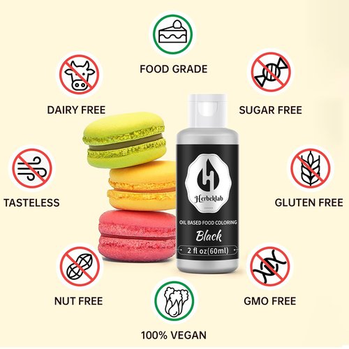Black Oil-Based Food Coloring - 2 Fl Oz Professional Grade Concentrated Dye for Chocolate & Baking