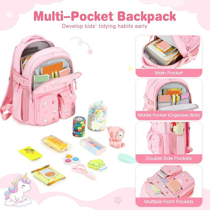 Kids' 3-Piece Backpack Set with Lunch Bag & Pencil Case - Pink Unicorn
