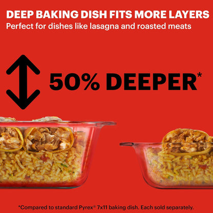 Pyrex Deep Glass Baking Dish - 9x13-Inch Casserole Dish with Lid | Oven, Freezer & Microwave Safe