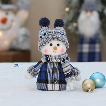 Skiennix Cute Snowman Plush Knit Doll - Handmade Christmas Decoration for Winter Table (White)
