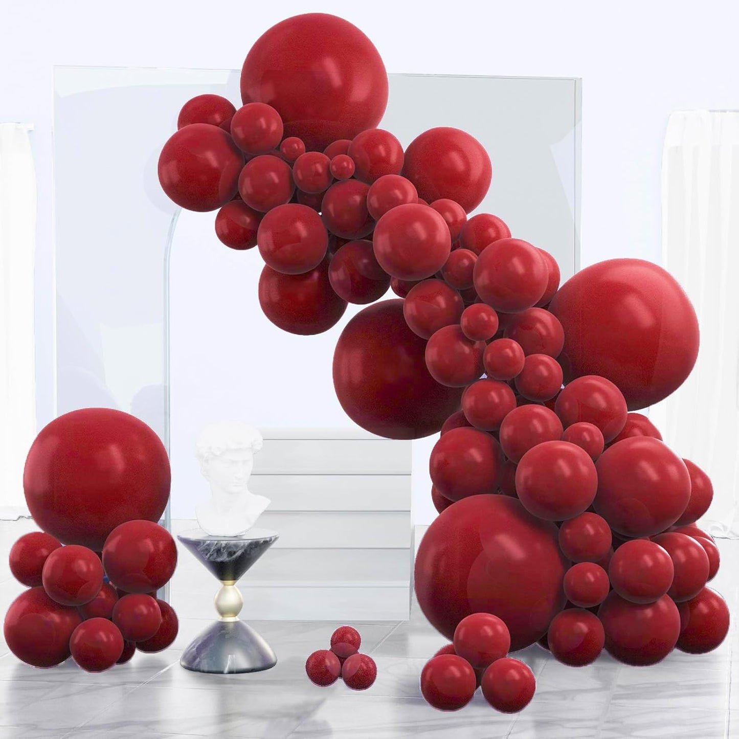 PartyWoo Burgundy Balloons - 140-Piece Dark Chestnut Red Balloon Arch Kit | Various Sizes for Celebrations
