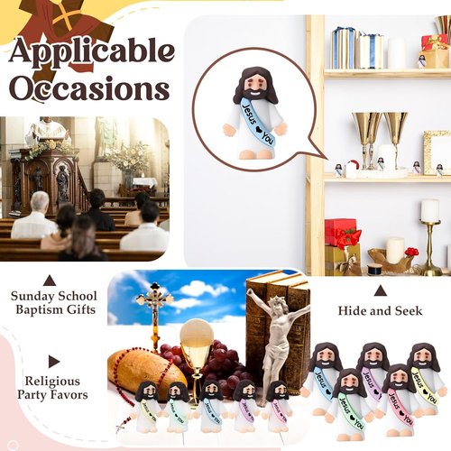 Bememo 25 Pcs Jesus Figures - Mini Rubber Toys for Christmas & Baptism Gifts | Macaron Colors