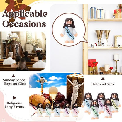 Bememo 25 Pcs Jesus Figures - Mini Rubber Toys for Christmas & Baptism Gifts | Macaron Colors