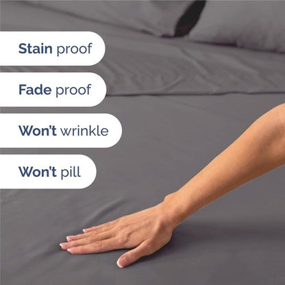 Comfy Twin XL Size 3-Piece Sheet Set by [Brand Name] | Breathable, Cooling & Wrinkle-Free Dark Grey Bedding