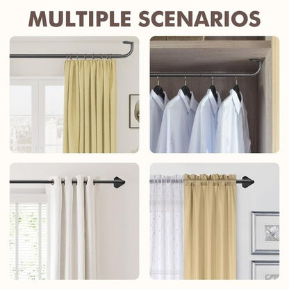 Kuianroll Curtain Rods, No Rust Adjustable Blackout Drapery Rods, 5/8 Inch Diameter Wrap Around Curtain Pole for Windows, Ideal for Bedroom, Outdoor (28-48 Inch, Black)