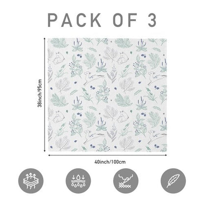 Muslin Swaddle Blankets for Newborn, 3 Pack Breathable Soft Receiving Blanket, Large 38 x 40 inches Swaddle Wrap Burping Clothes Diapers, Essentials Infant Shower Items, Toddler Gift (Fawn & Leaves)