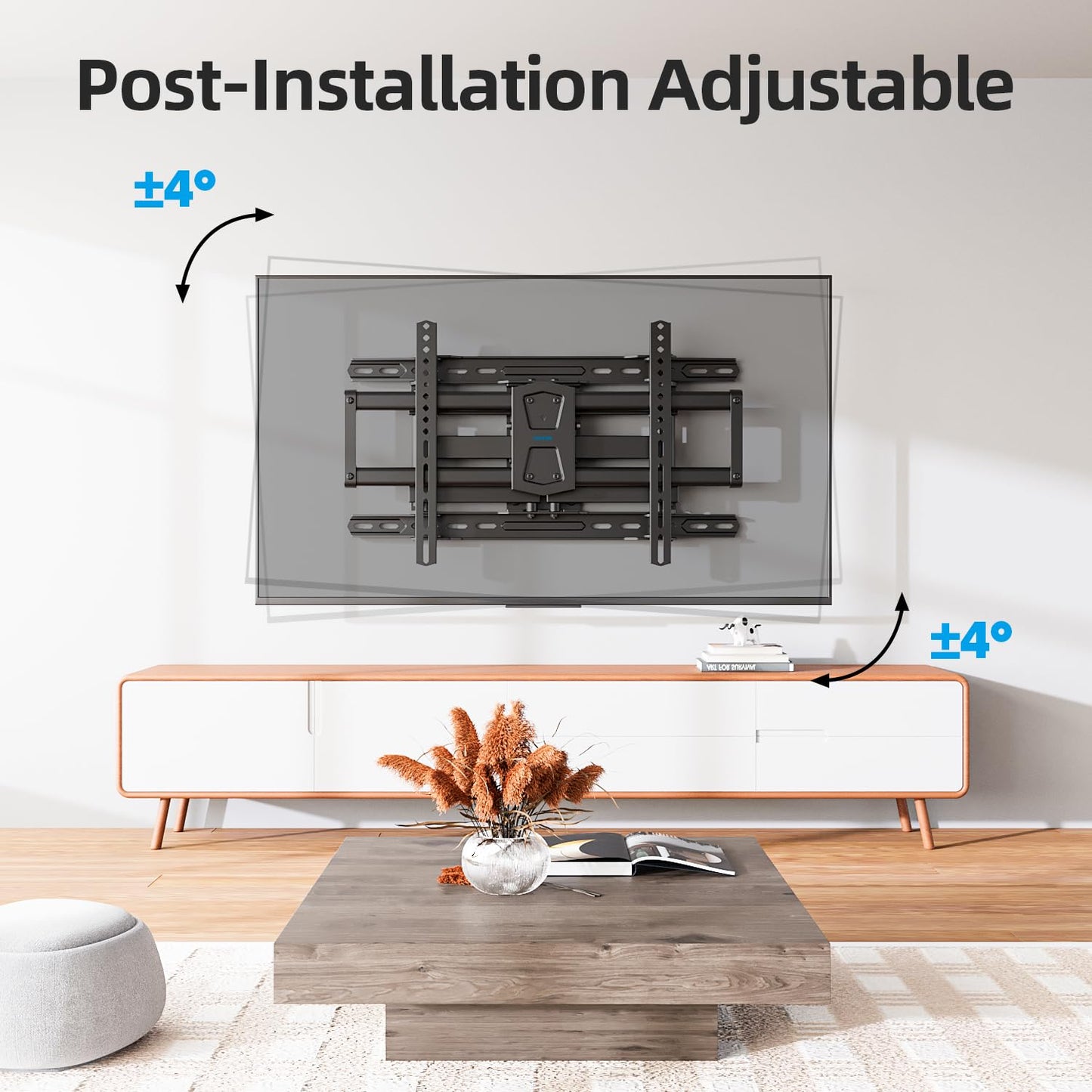 USX STAR Full Motion TV Wall Mount 24 inch Studs for Most 42-86 Inch TVs, Adjustable TV Wall Mount Swivel and Tilt, Loading 110 LBS, Max VESA 600x400mm, Fits 16", 18", 24" Studs